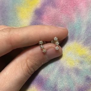 10K Yellow Gold Cubic Zirconia Flower Stud Earrings